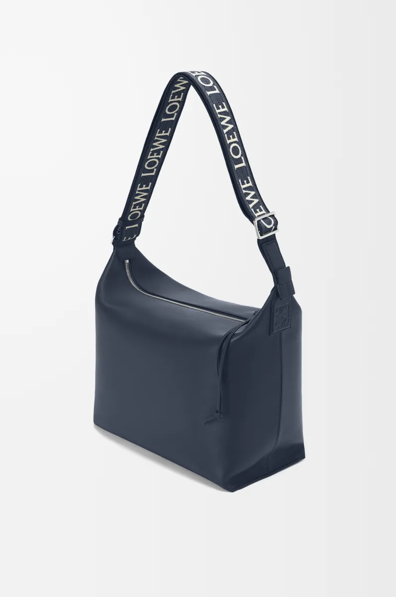 柔软光滑牛皮革和提花布 Cubi 斜挎包