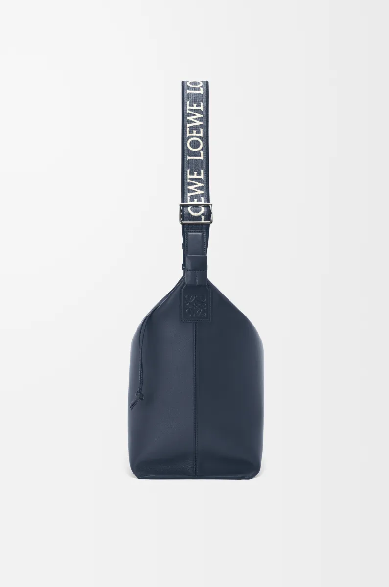 柔软光滑牛皮革和提花布 Cubi 斜挎包