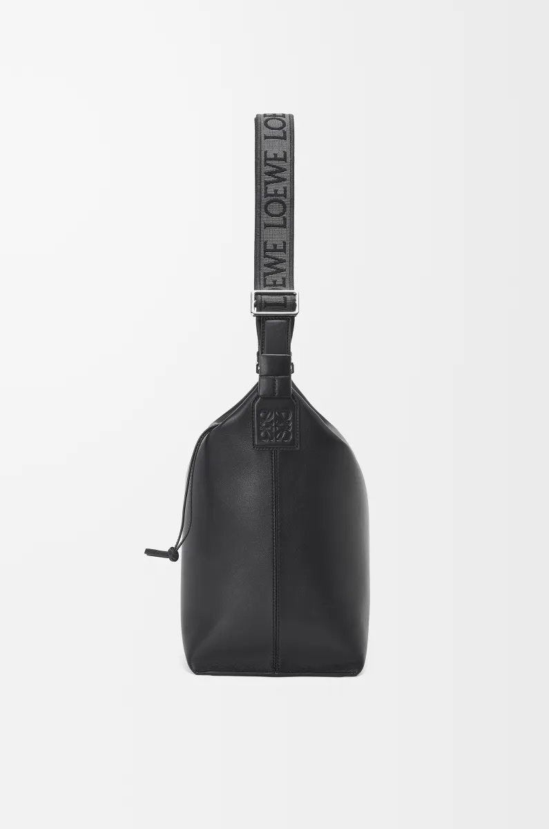 柔软光滑牛皮革和提花布 Cubi 斜挎包