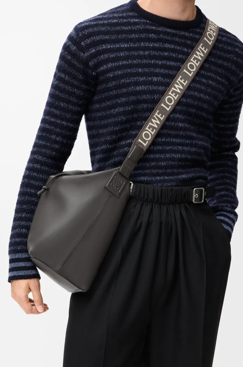 柔软光滑牛皮革和提花布 Cubi 斜挎包