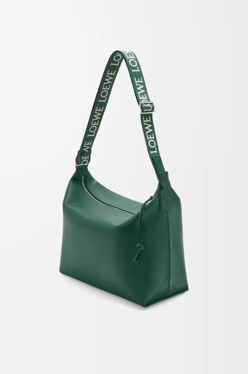 柔软光滑牛皮革和提花布 Cubi 斜挎包