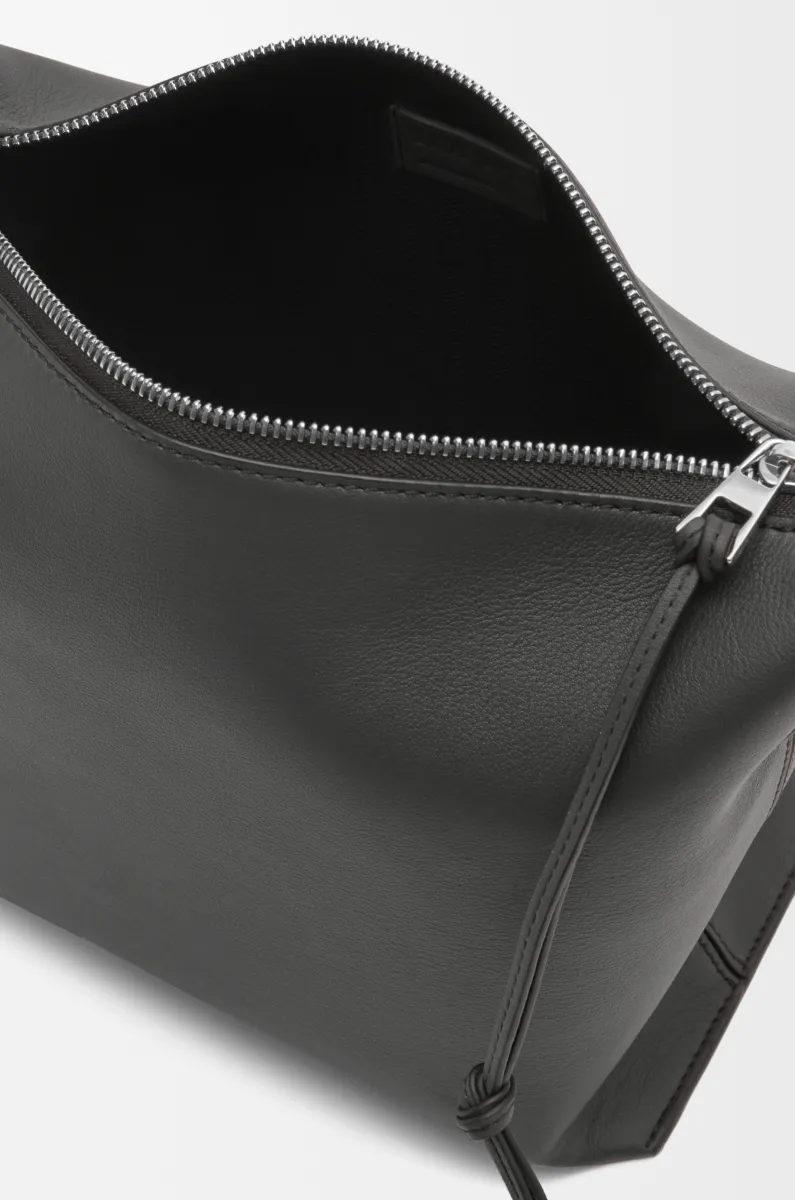 小号柔软光滑牛皮革和提花布 Cubi 斜挎包