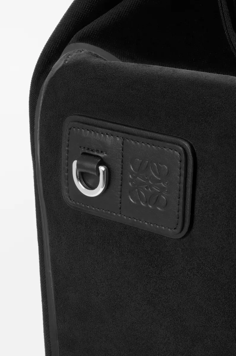 帆布和绒面革 Flex 卷盖双肩包