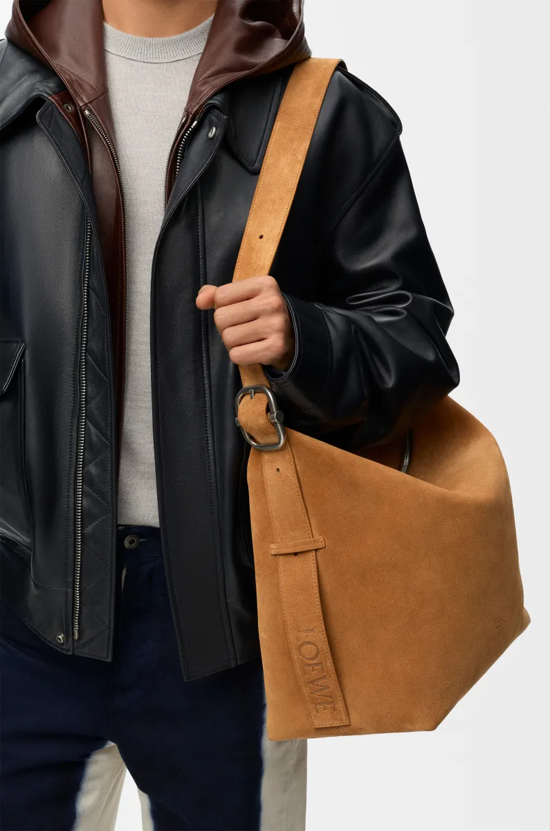 大号绒面牛皮革 Loop Hobo 手袋