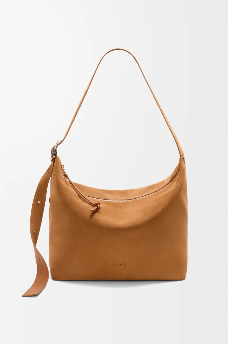 大号绒面牛皮革 Loop Hobo 手袋