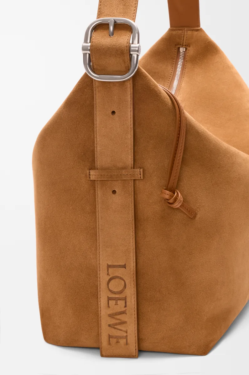 大号绒面牛皮革 Loop Hobo 手袋