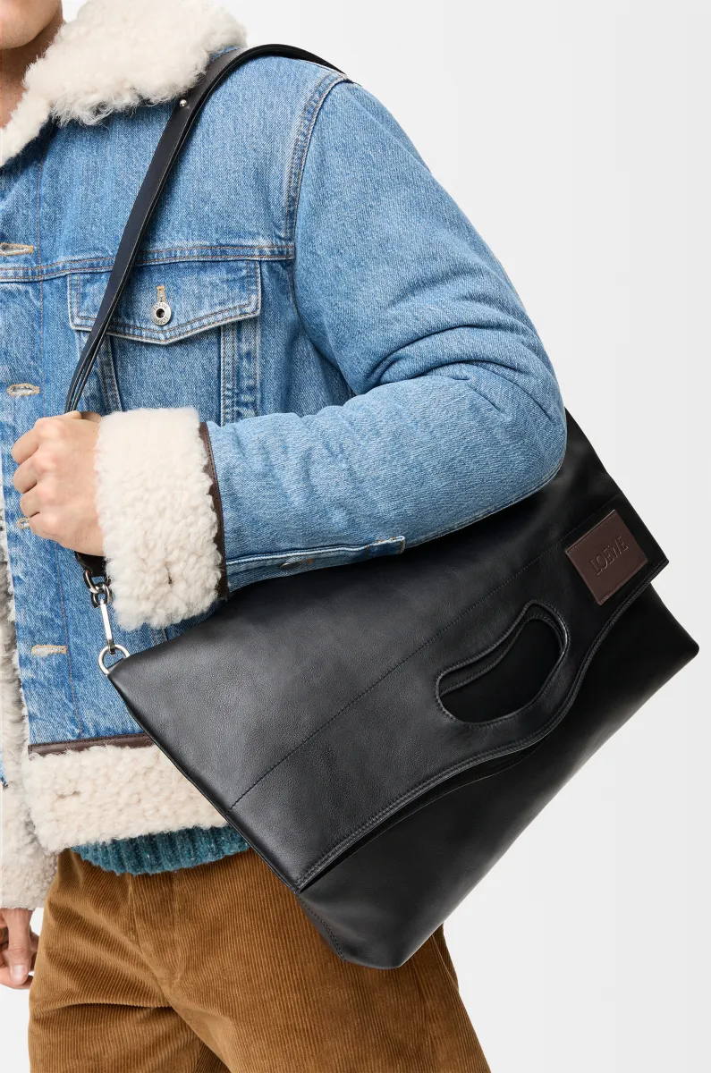 亮面柔软牛皮革 Bob 折叠托特手袋