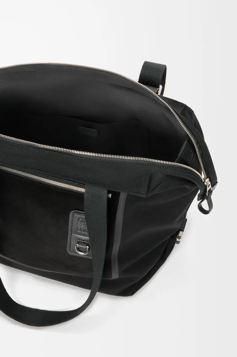 帆布和绒面革 Flex 拉链托特手袋