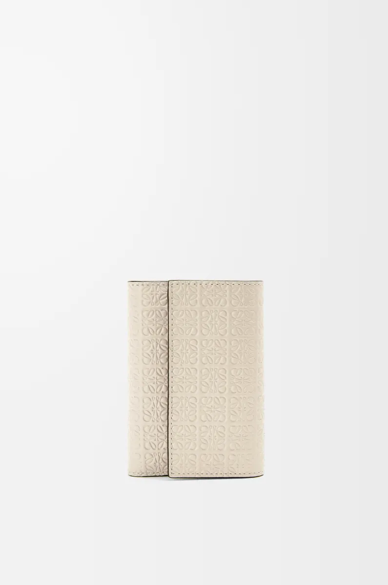 小号重复图案压纹丝绸牛皮革垂直钱包