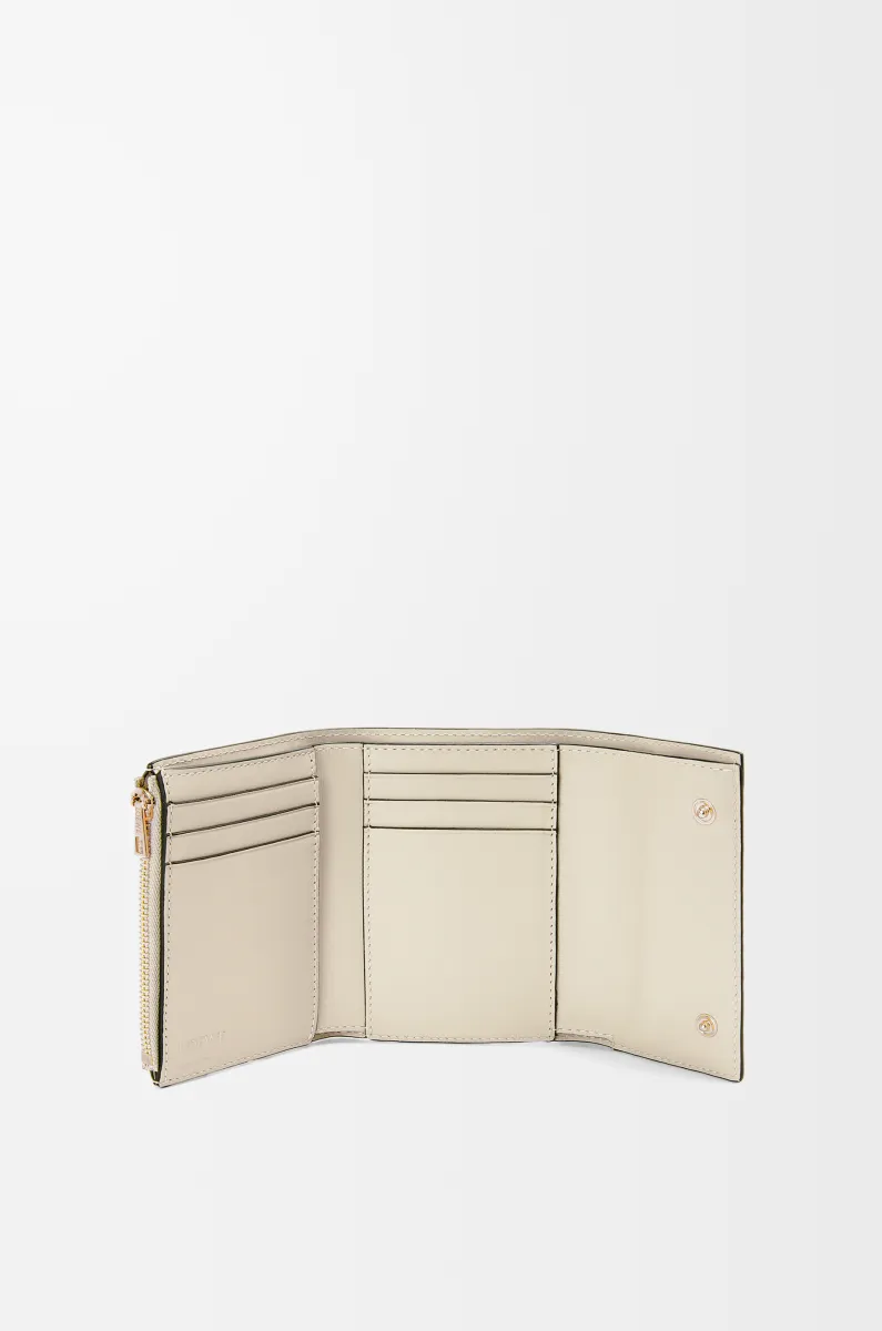 小号重复图案压纹丝绸牛皮革垂直钱包