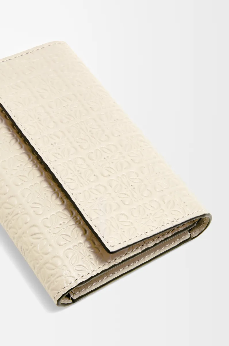 小号重复图案压纹丝绸牛皮革垂直钱包