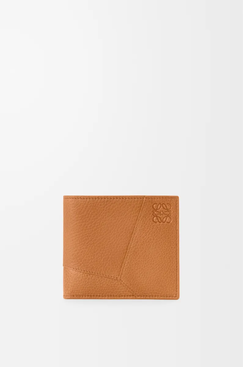 柔软粒面牛皮革 Puzzle 双折钱包