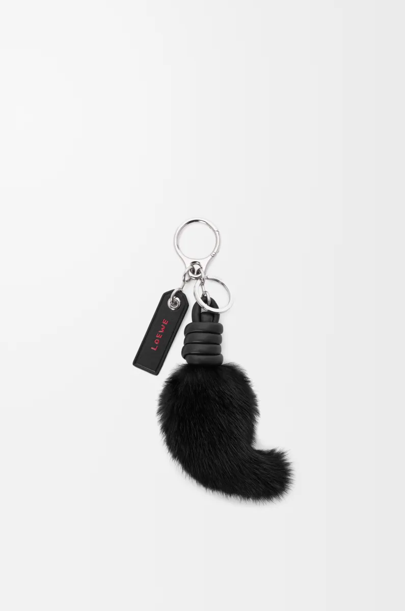 Lion tail charm in shearling and calfskin