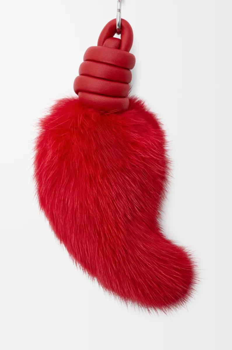 Lion tail charm in shearling and calfskin
