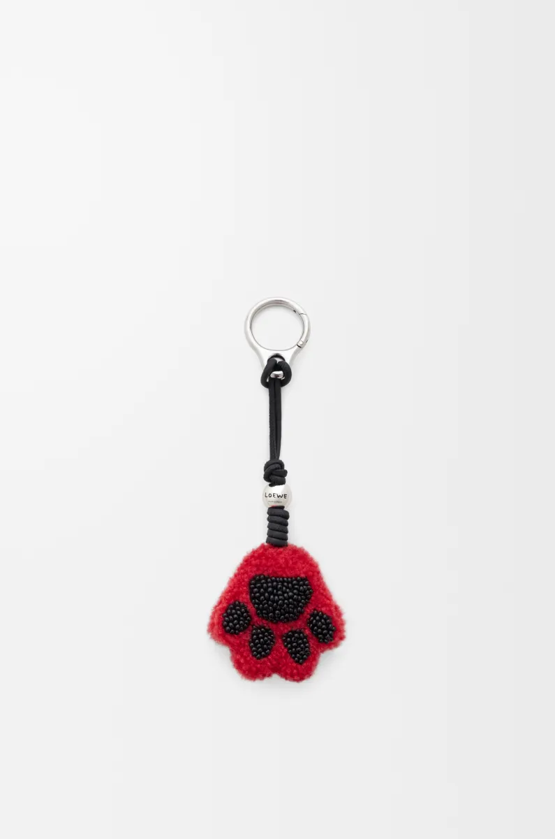 Paw charm in shearling and calfskin