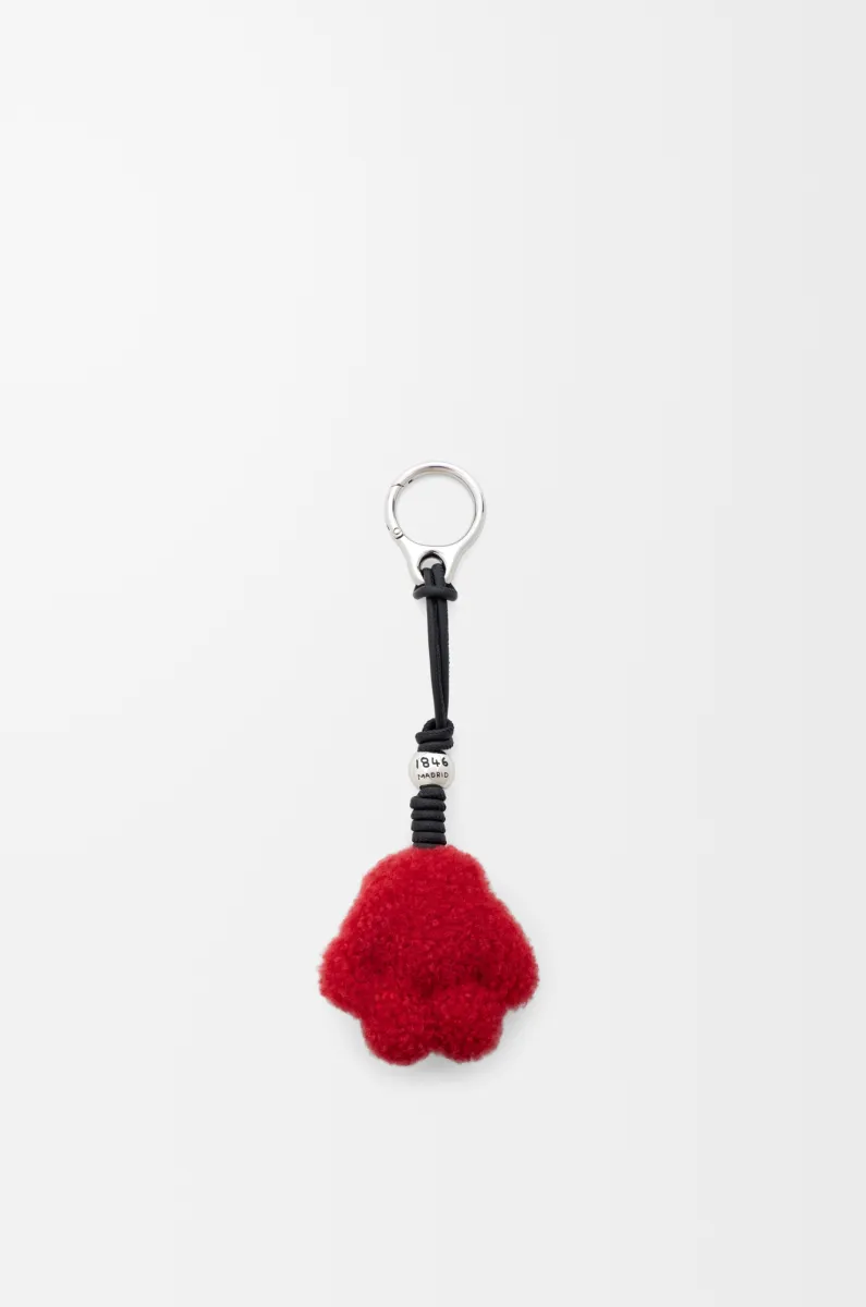 Paw charm in shearling and calfskin