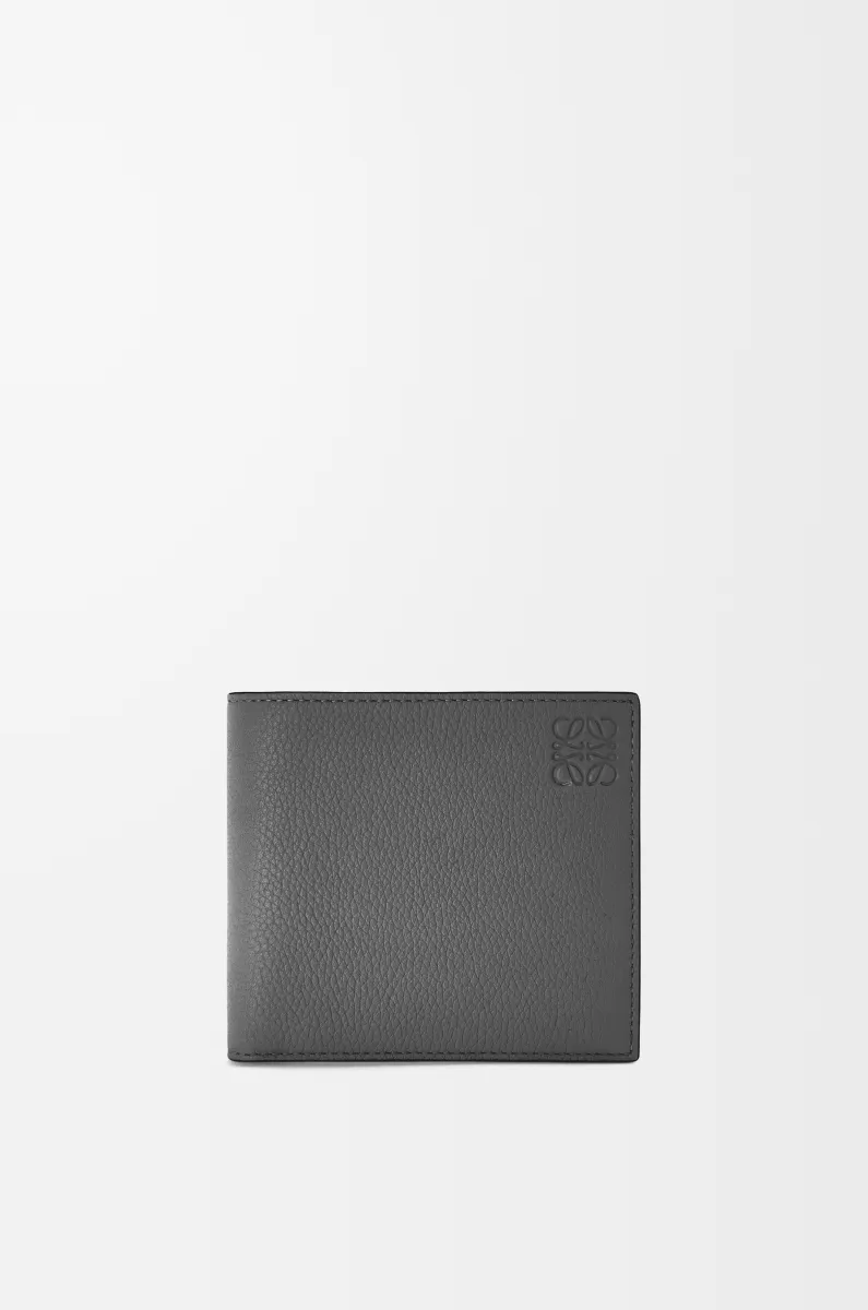 柔软粒面牛皮革双折硬币钱包