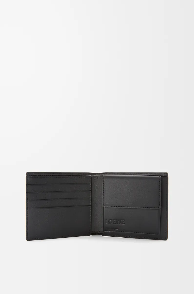 柔软粒面牛皮革双折硬币钱包