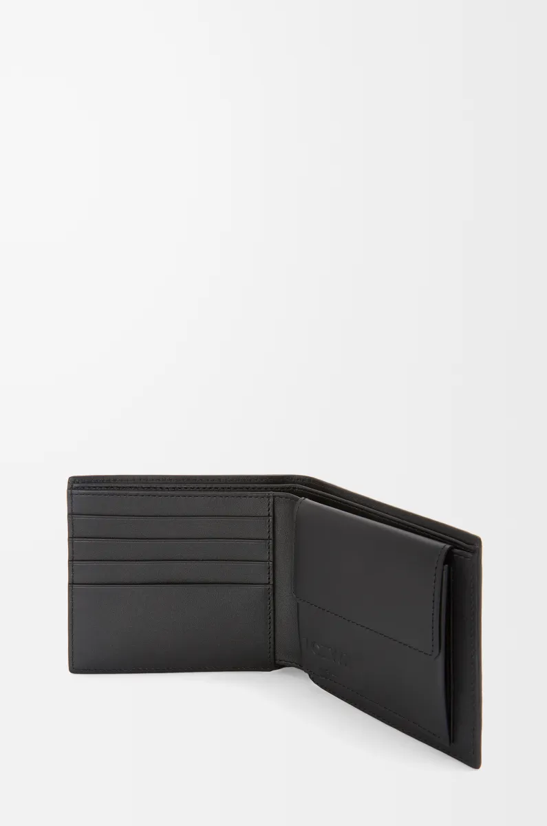 柔软粒面牛皮革双折硬币钱包