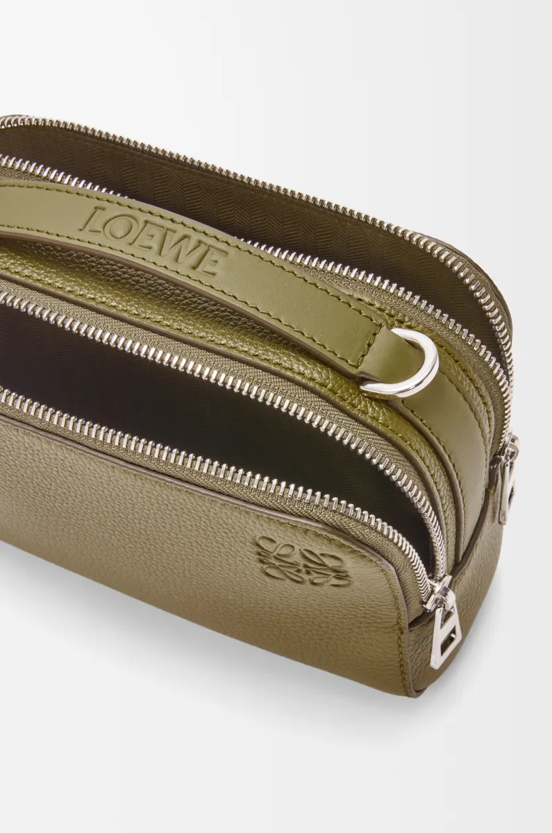 迷你柔软粒面牛皮革相机斜挎包