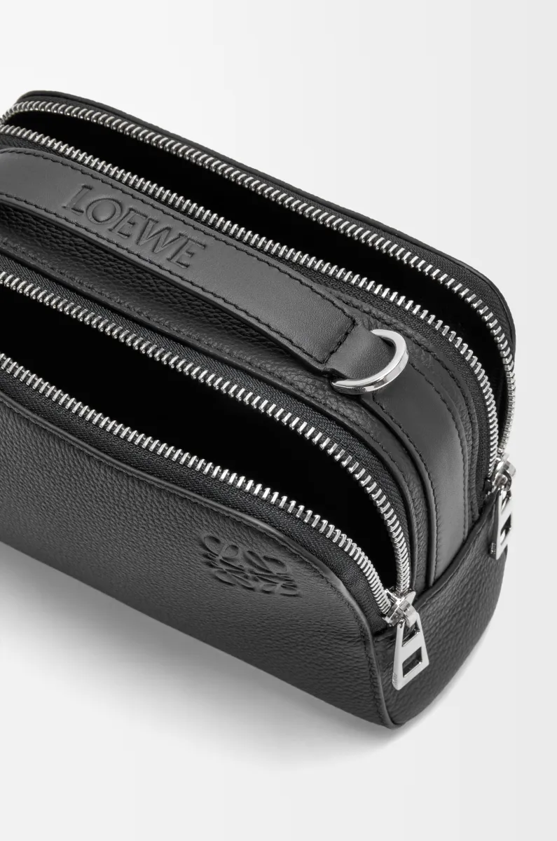 迷你柔软粒面牛皮革相机斜挎包