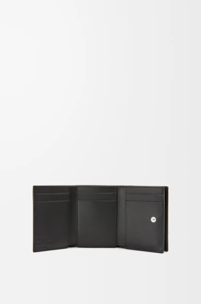 柔软粒面牛皮革三折钱包