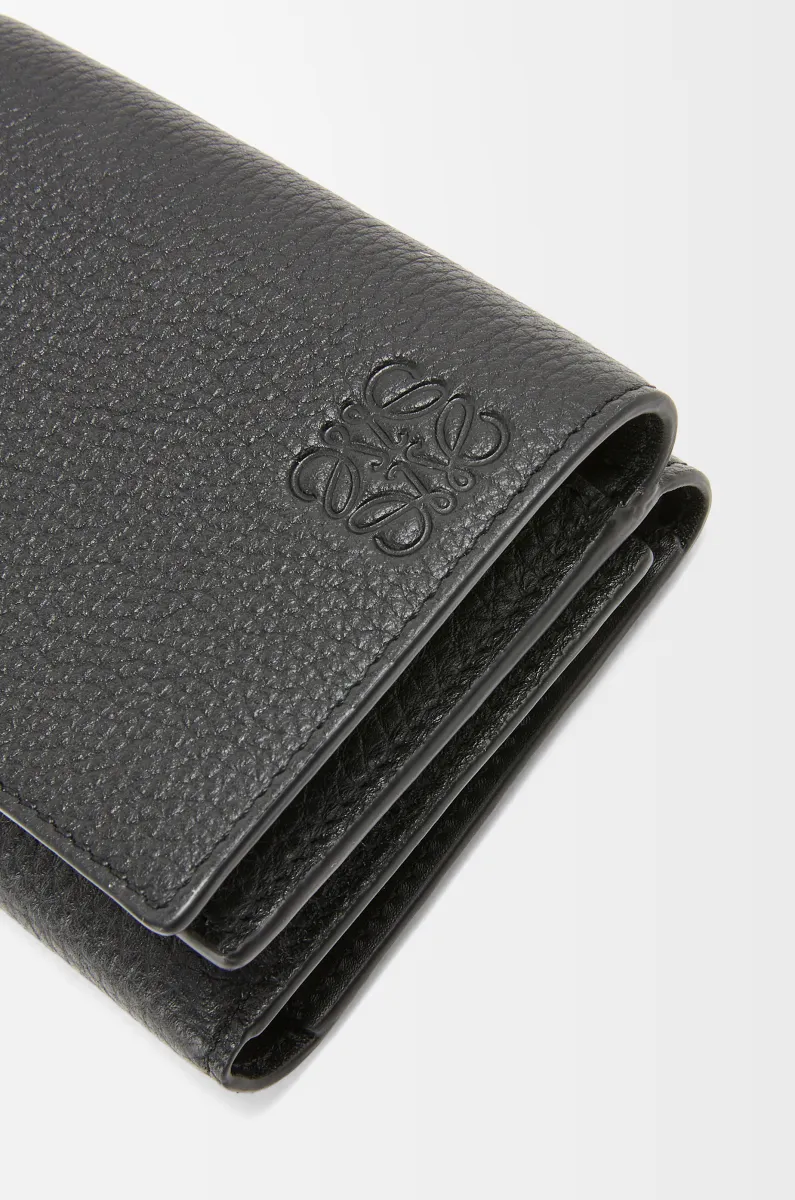 柔软粒面牛皮革三折钱包