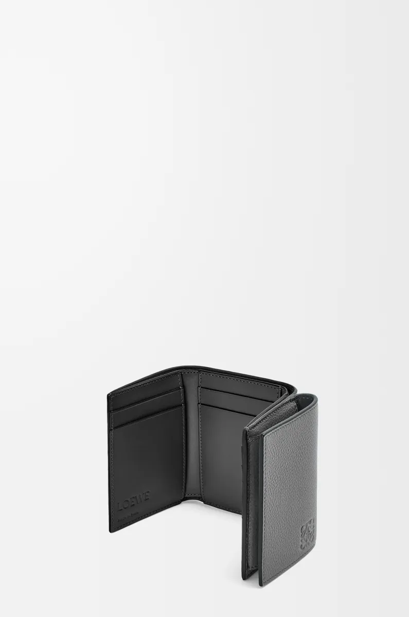 柔软粒面牛皮革三折钱包