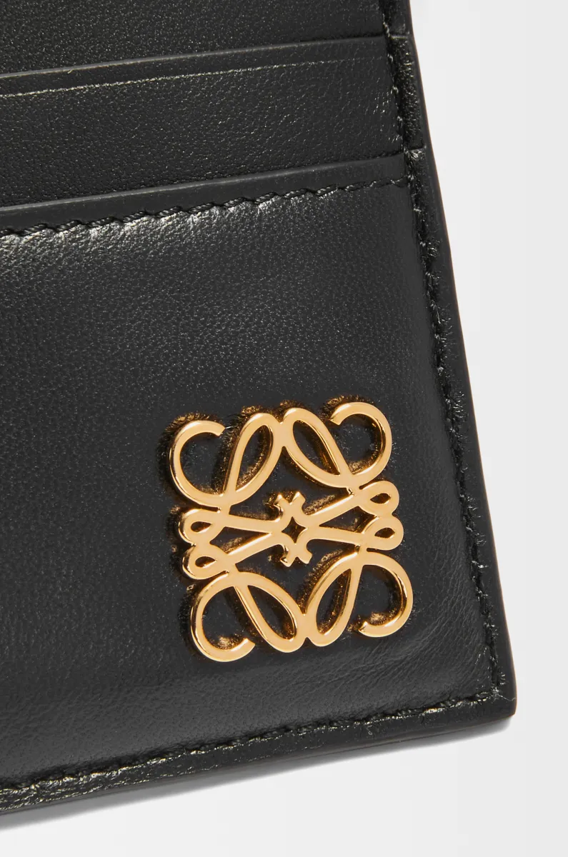 亮面纳帕牛皮革 Puffer Anagram 扁平卡包