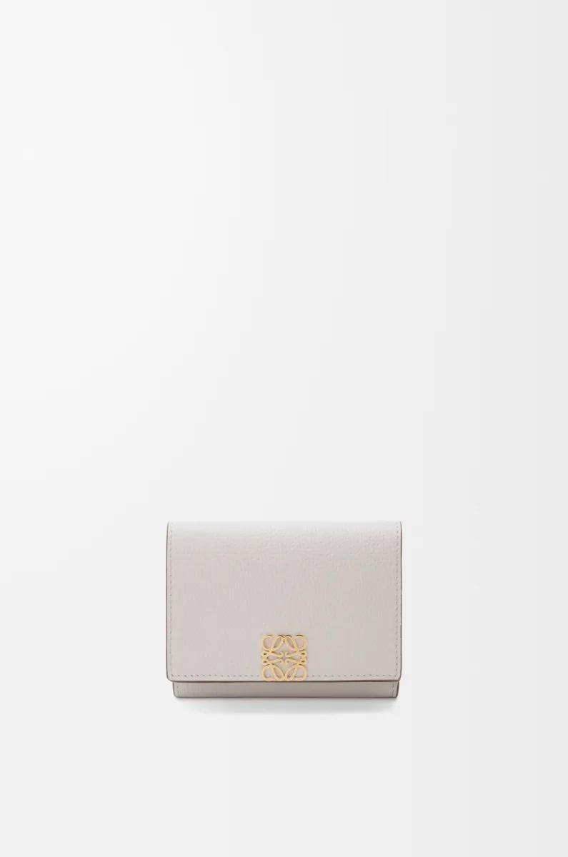 鹅卵石纹牛皮革 Anagram 三折钱包