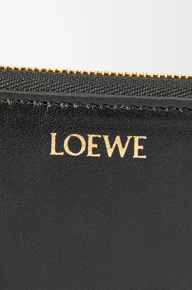 亮面纳帕牛皮革绳结紧凑拉链钱包