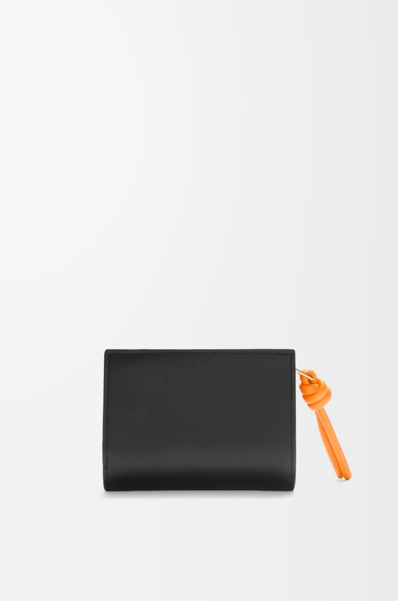 亮面纳帕牛皮革绳结紧凑钱包