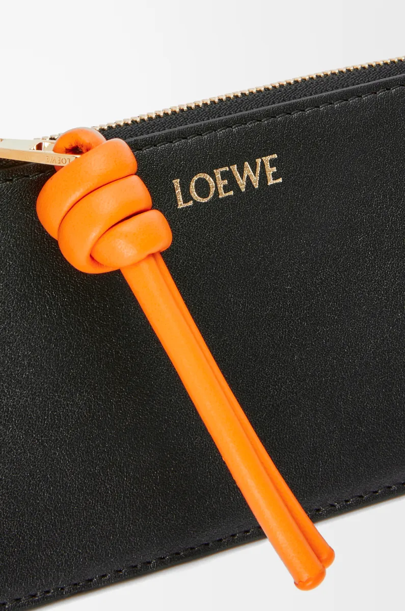 闪亮纳帕牛皮革绳结硬币卡包