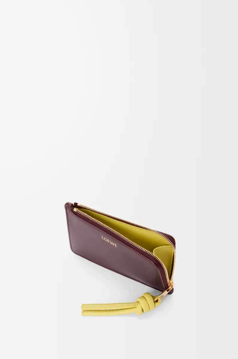 亮面纳帕牛皮革绳结硬币卡包