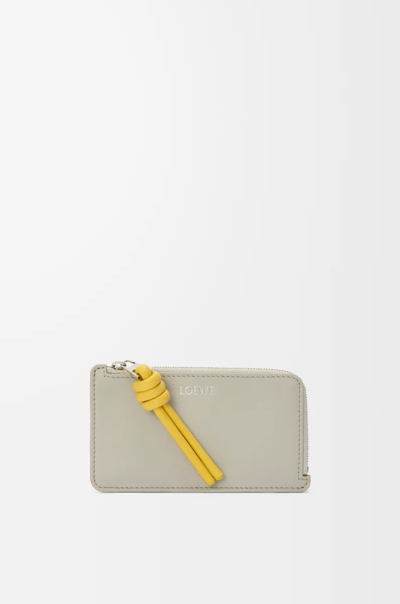 亮面纳帕牛皮革绳结硬币卡包