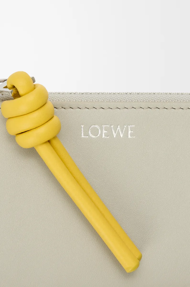 亮面纳帕牛皮革绳结硬币卡包