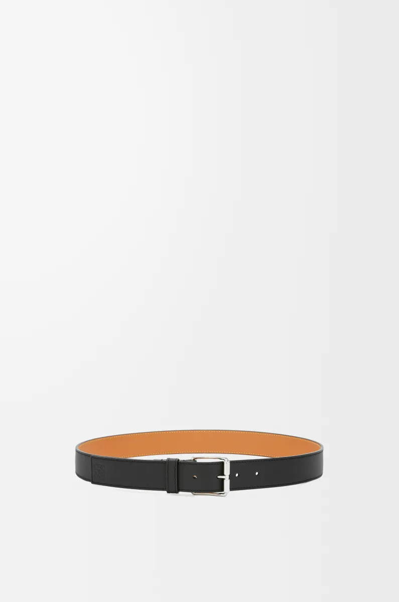 光滑牛皮革滚筒针扣腰带