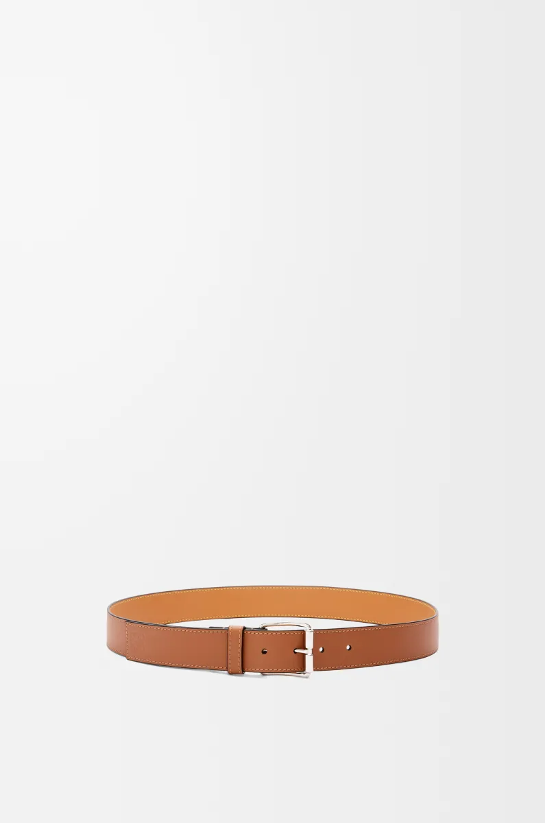 光滑牛皮革滚筒针扣腰带