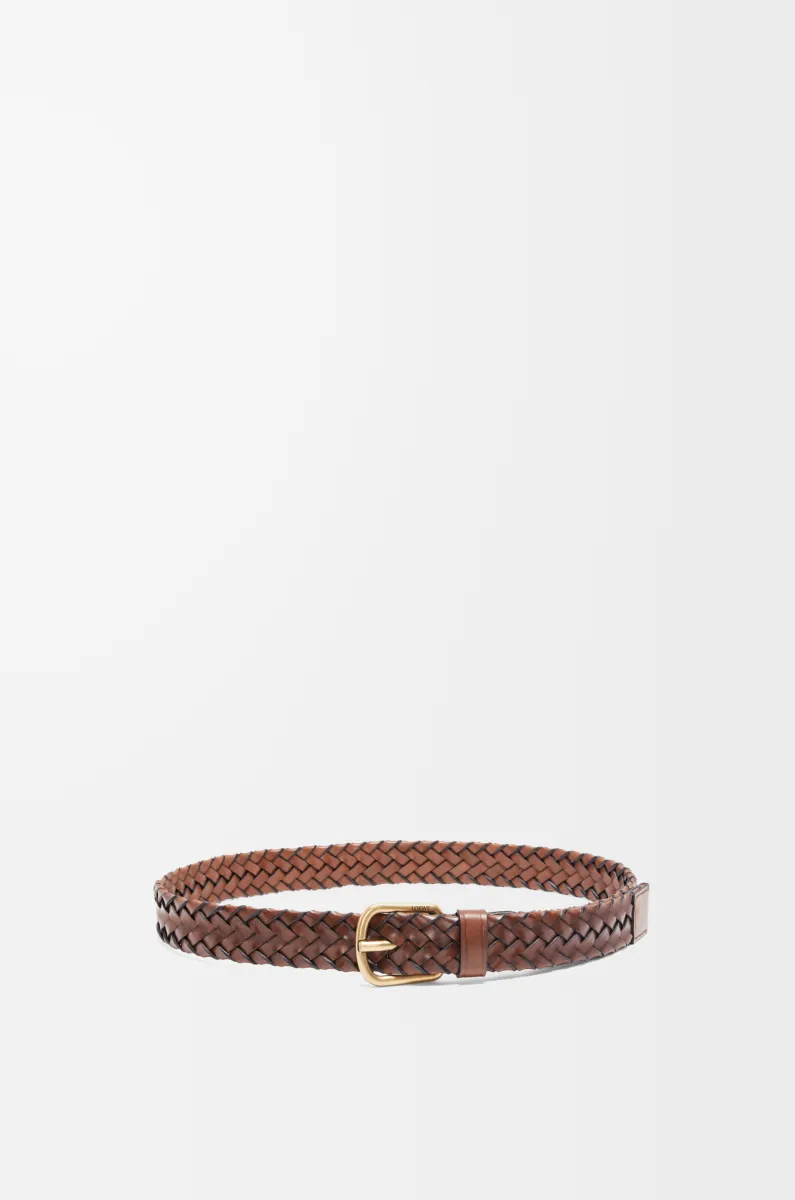 植鞣牛皮革粗编织腰带 