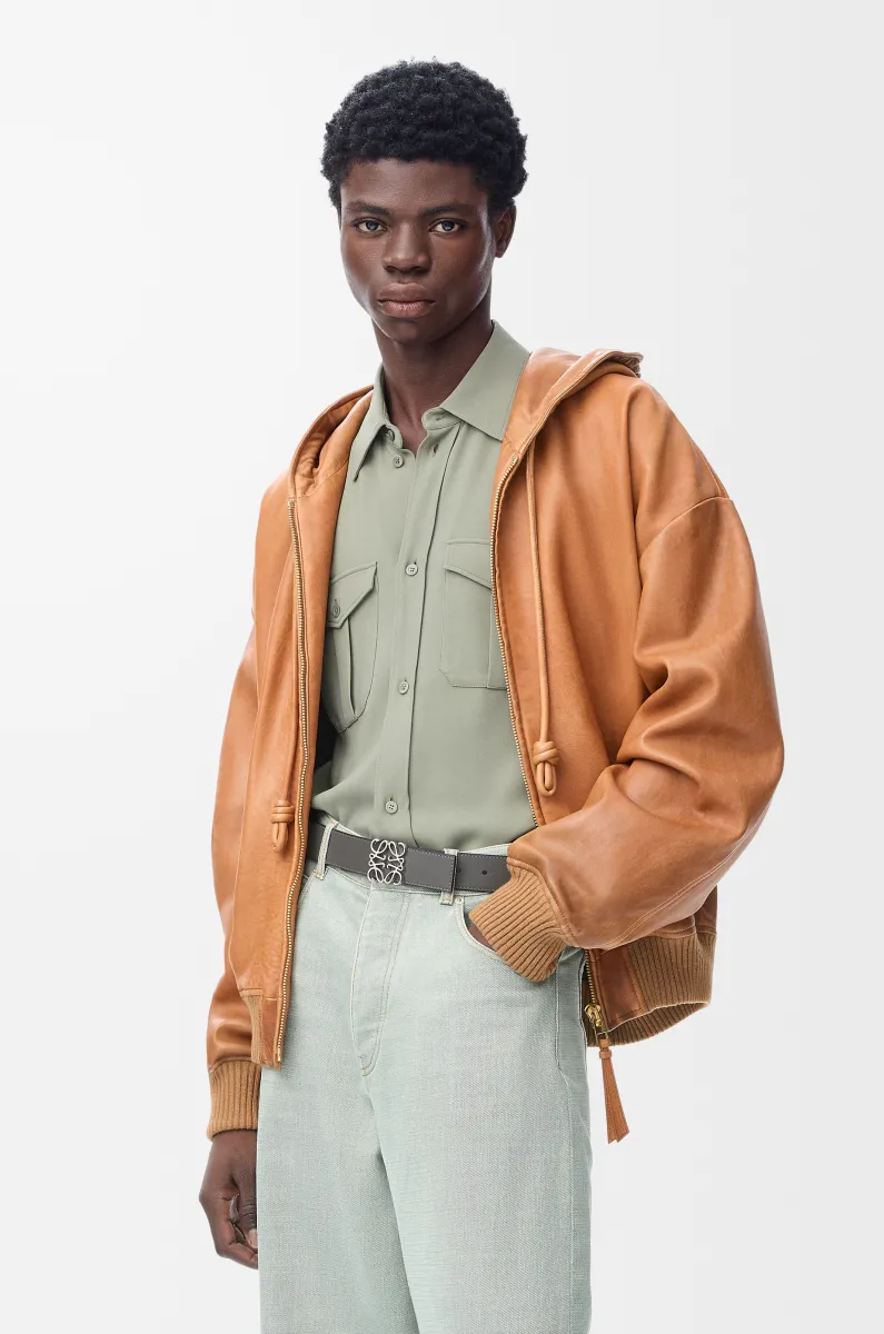 光滑牛皮革双面 Anagram 腰带