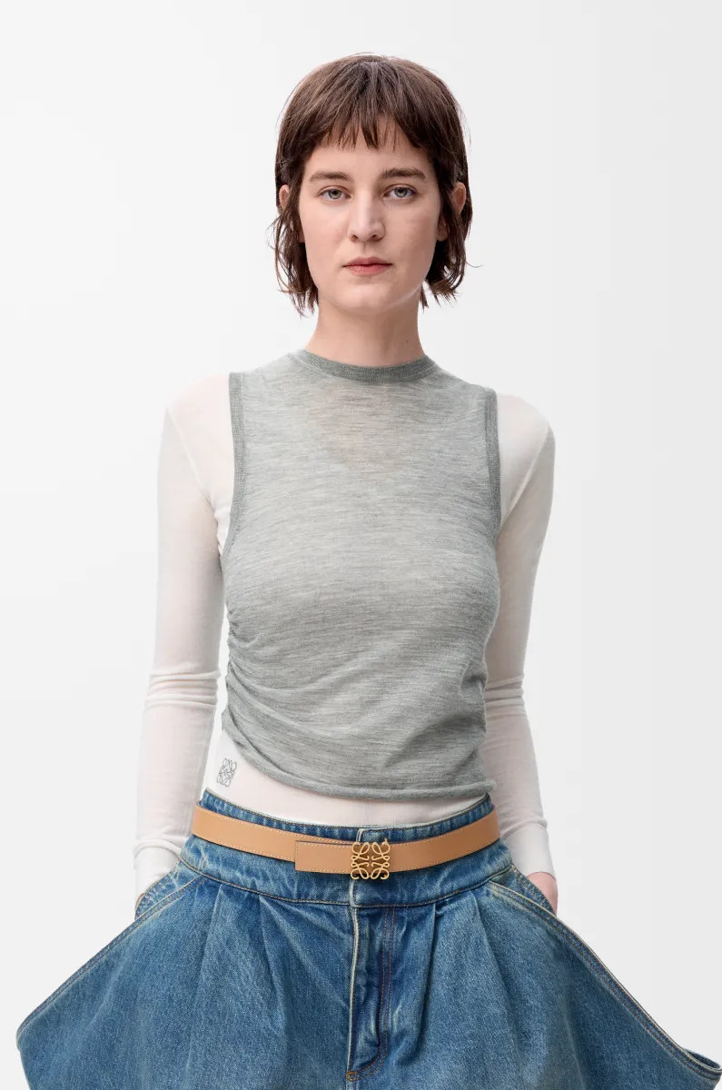 光滑牛皮革双面 Anagram 腰带