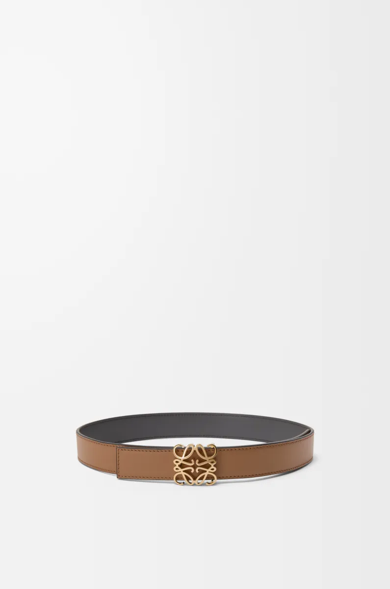 光滑牛皮革 Anagram 双面腰带