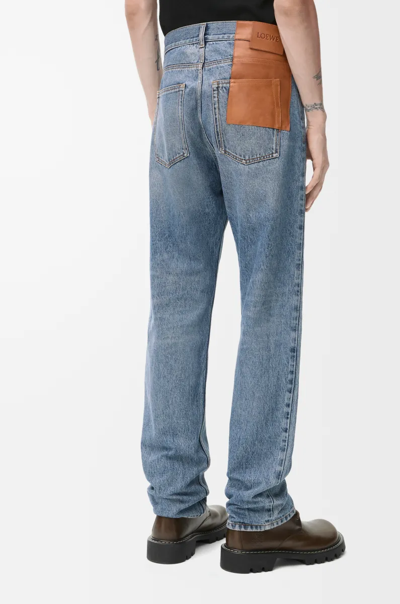 单宁布直筒牛仔裤