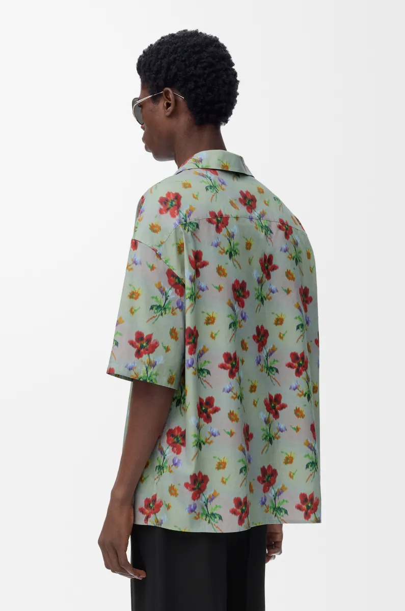 棉质和丝绸短袖衬衫