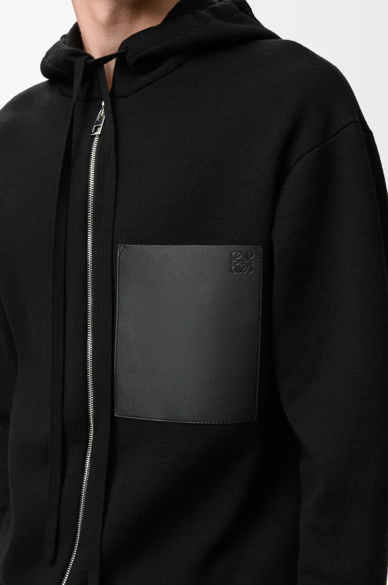 羊毛拉链连帽卫衣