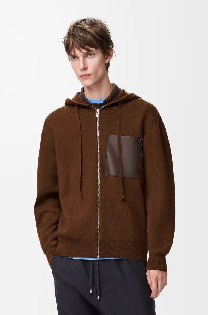 羊毛拉链连帽卫衣