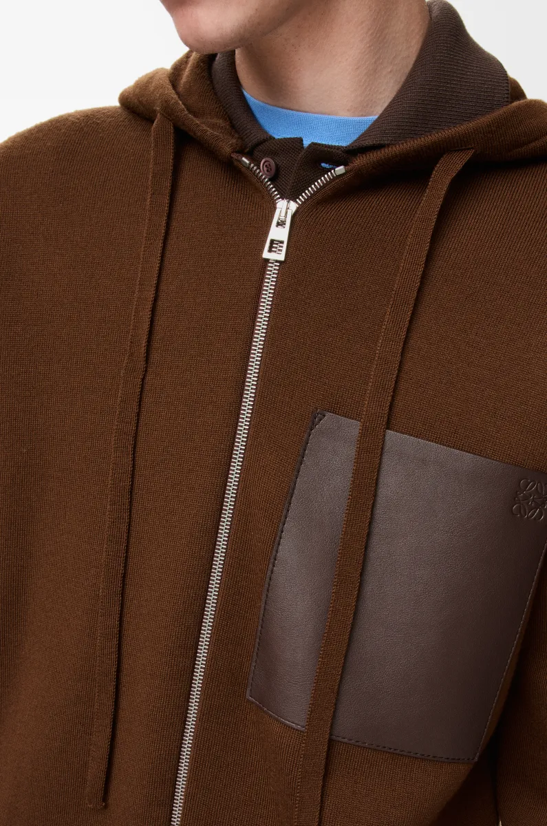 羊毛拉链连帽卫衣