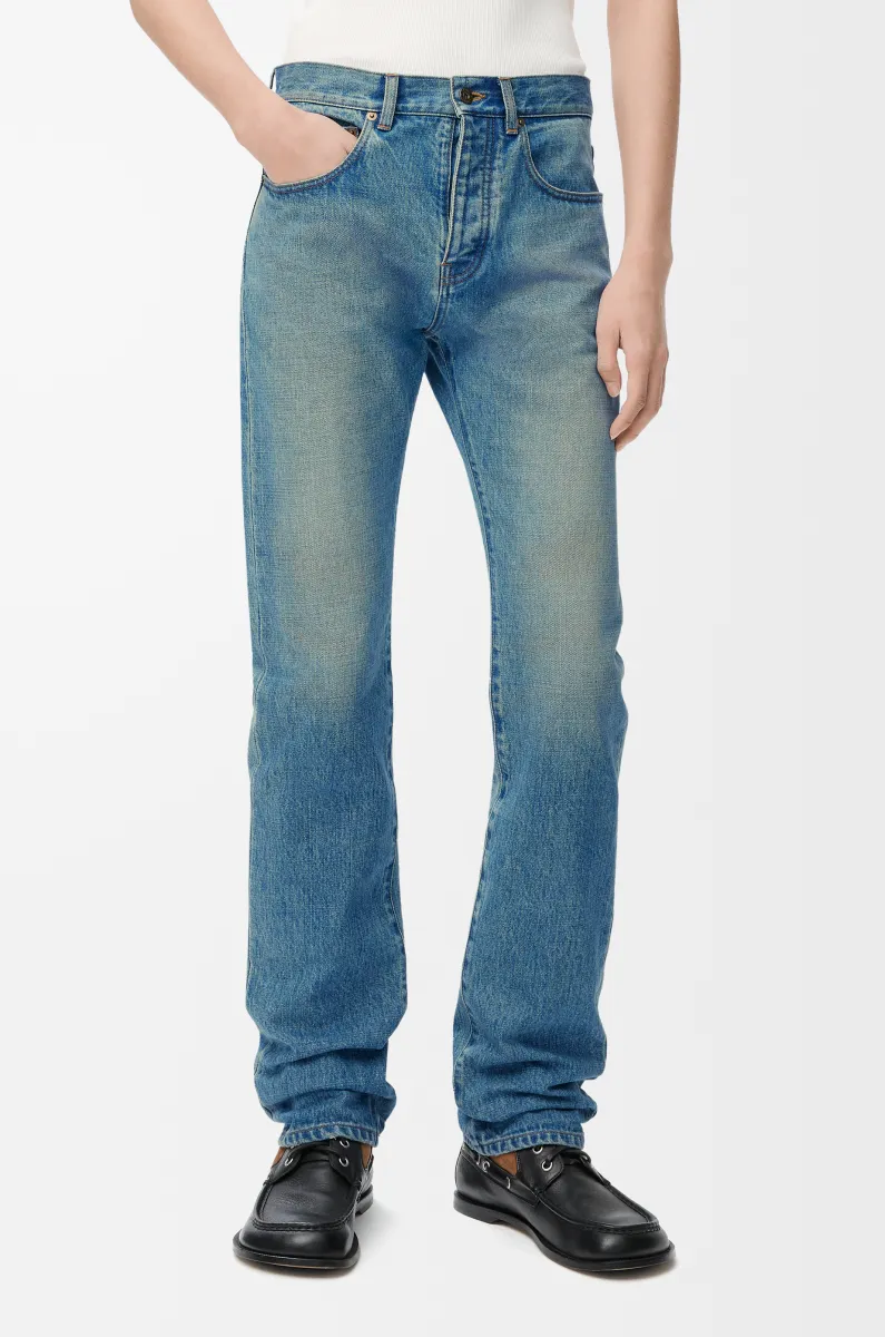 单宁布修身牛仔裤