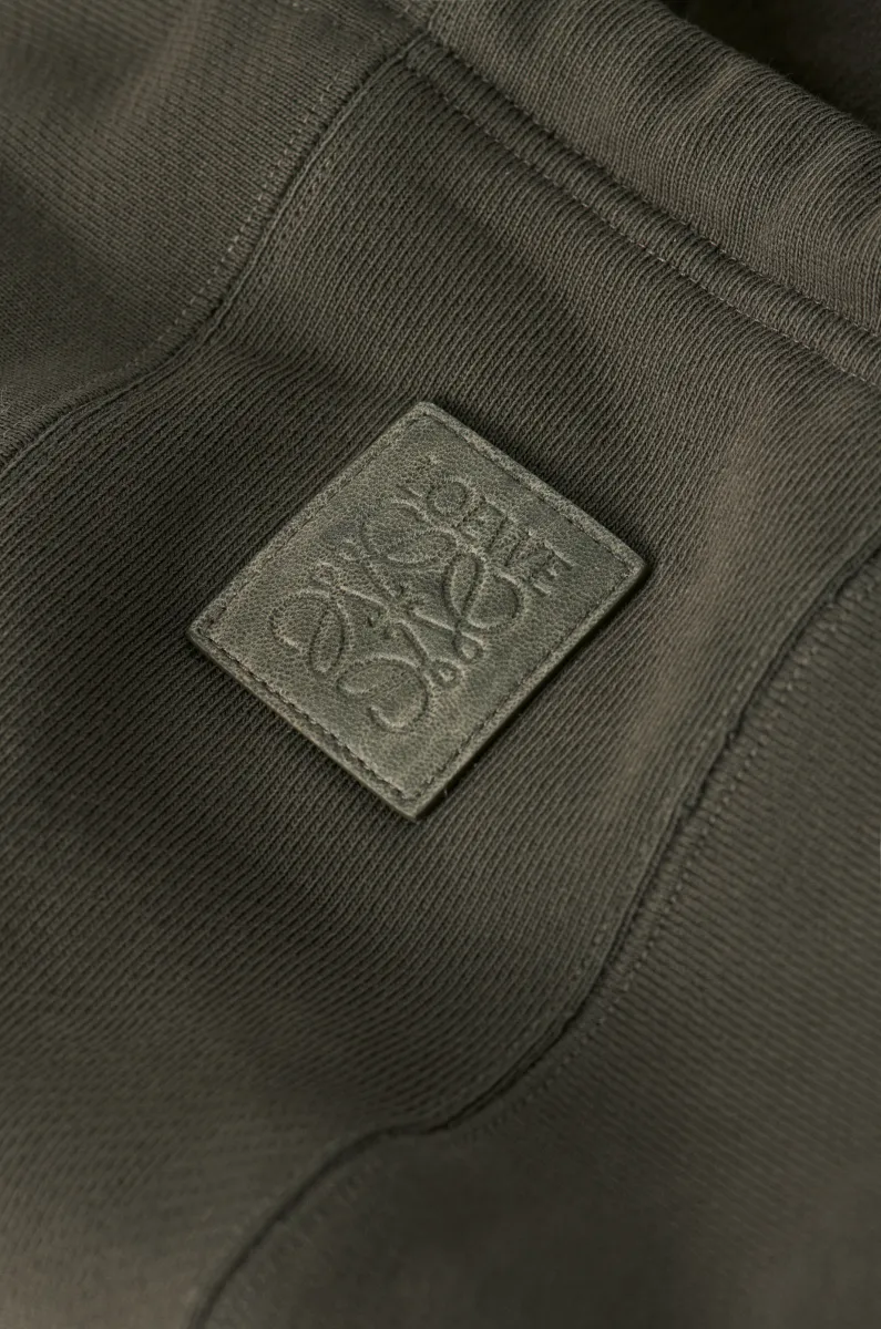 棉质和纳帕羊皮革混搭连帽卫衣