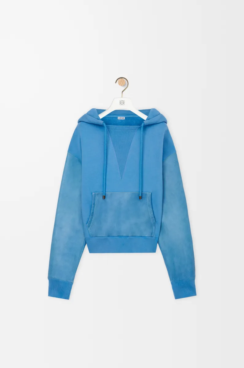 棉质和纳帕羊皮革混搭连帽卫衣